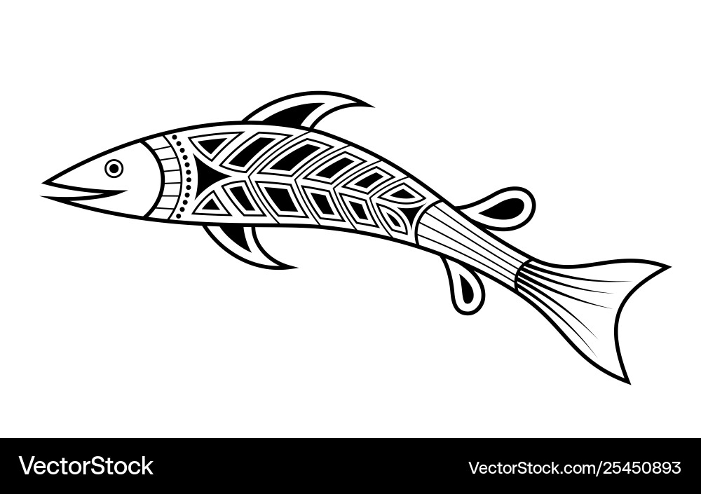 Aboriginal Fish Artwork Vector Image