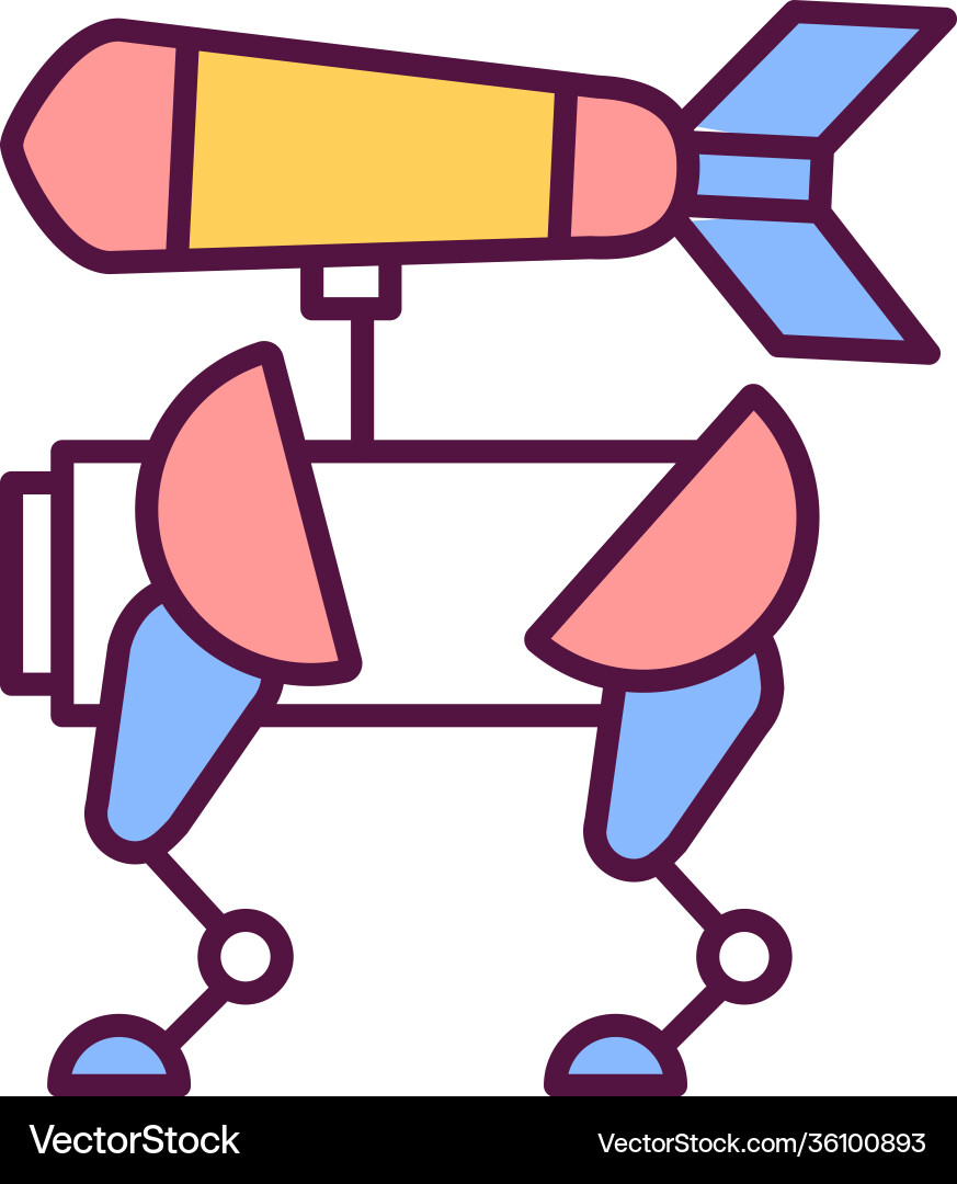 Autonomous weapon rgb color icon Autonomous weapon rgb color icon Vector Image