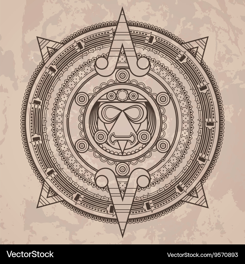 Circular pattern in the style of aztec Vector Image