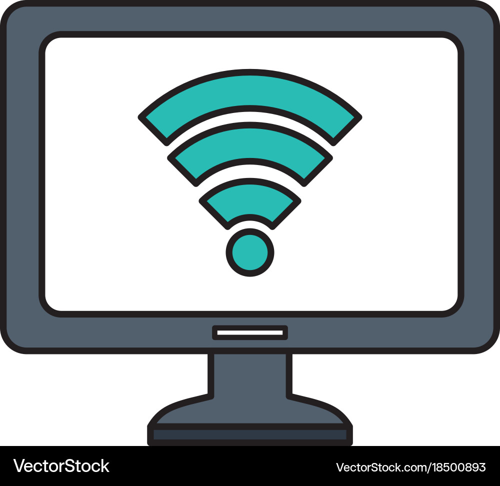 Computer display with wifi signal Vector Image