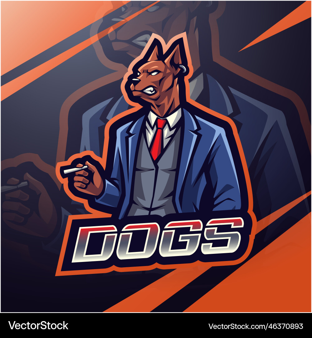 Dogs boss esport mascot logo vector image