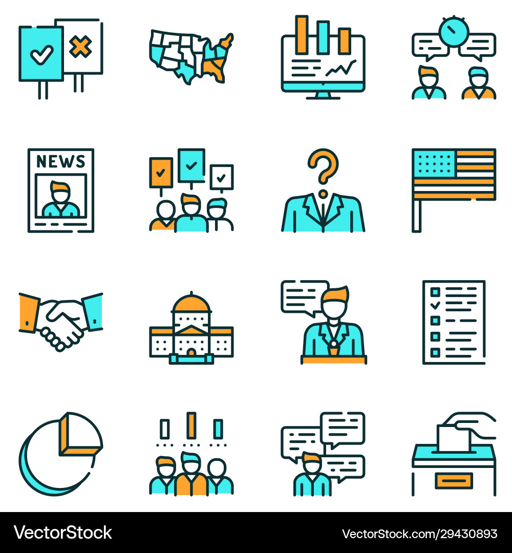 Election color linear icons set Election color linear icons set vector image