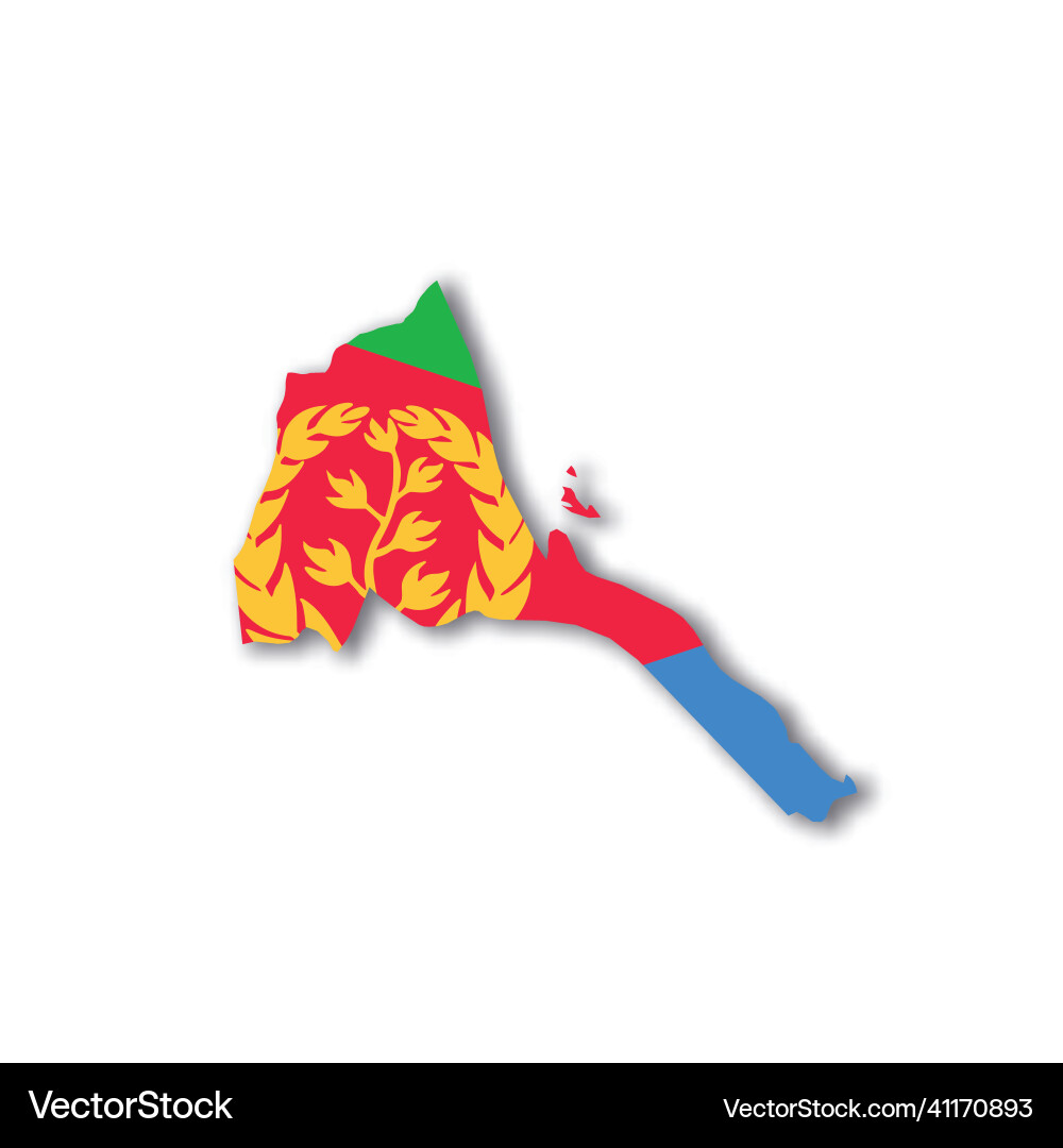 Eritrea national flag in a shape of country map Eritrea national flag in a shape of country map vector image