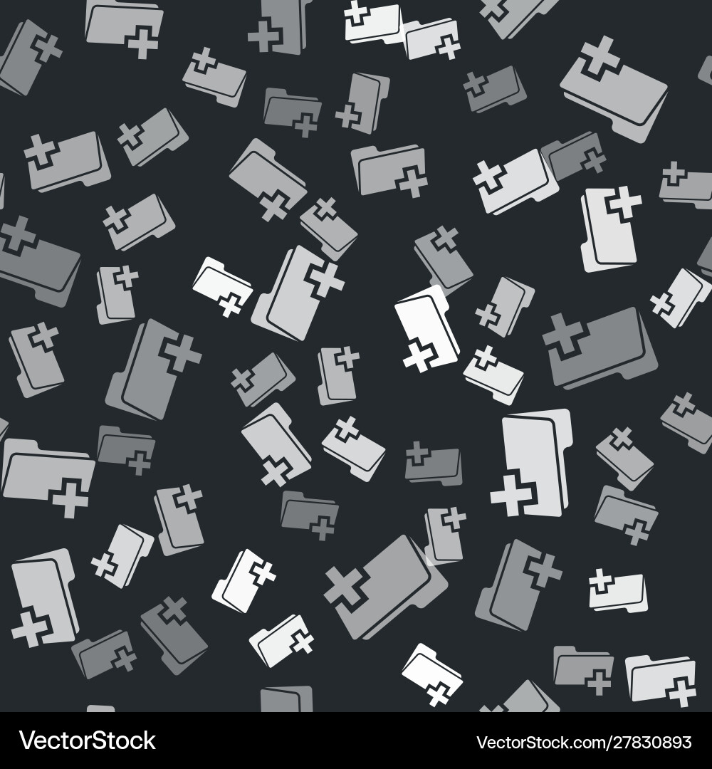 Grey add new folder icon isolated seamless pattern Grey add new folder icon isolated seamless pattern vector image