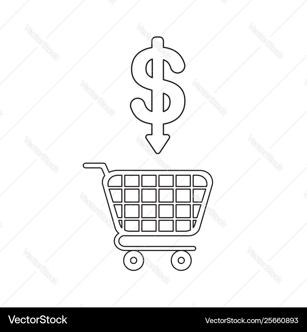 Icon Konzept Warenkorb mit Dollar Pfeil Icon Konzept Warenkorb mit Dollar Pfeil vektorbild