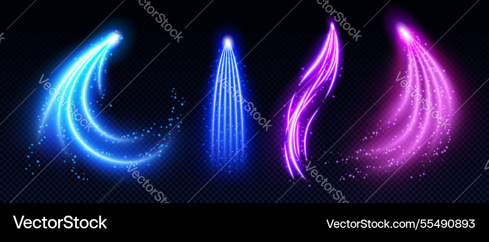 Magic arrow light trails set on transparent Magic arrow light trails set on transparent vector image