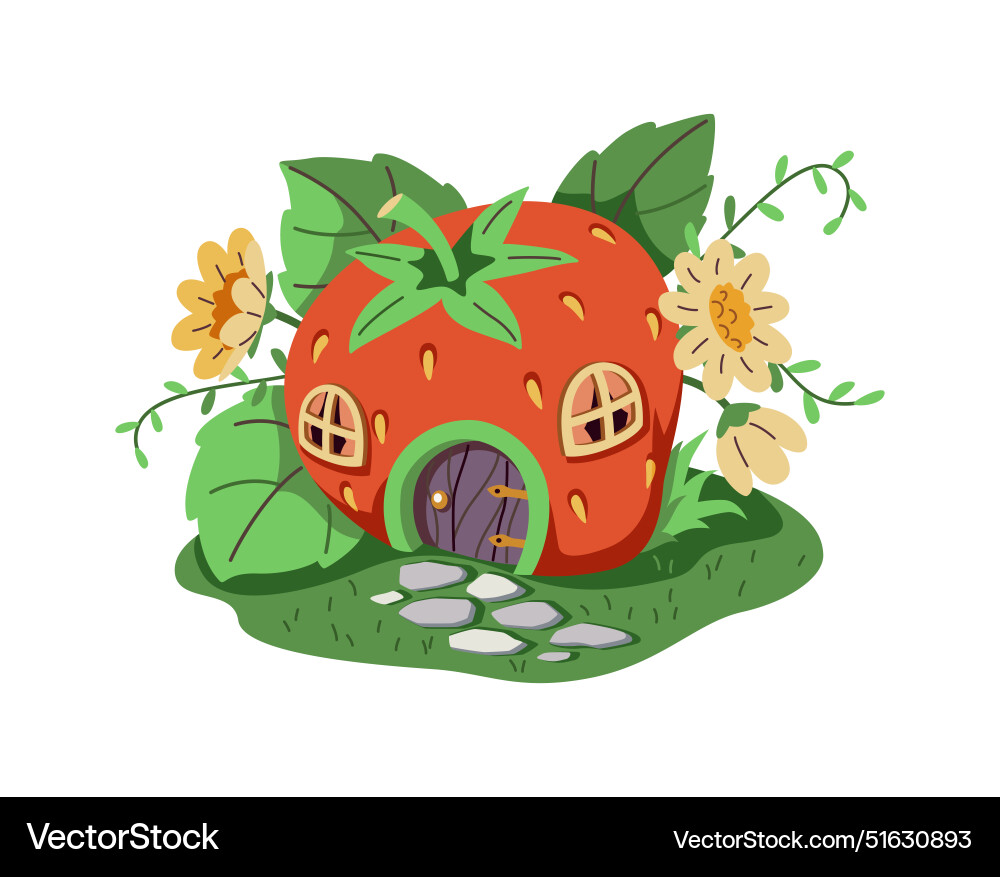 Magical Cartoon Gnome oder Fee Haus aus Rot Magical Cartoon Gnome oder Fee Haus aus Rot vektorbild