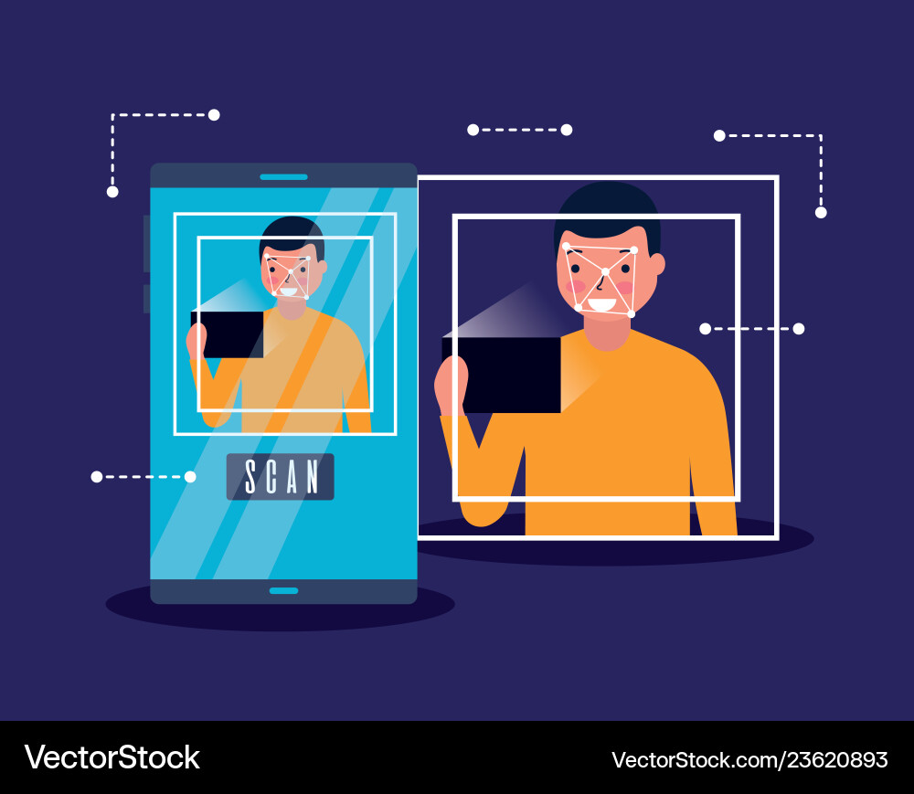 Man face scan biometric digital technology vector image
