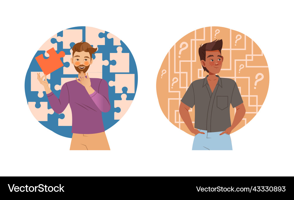 Man with logical and inquisitive type of thinking vector image