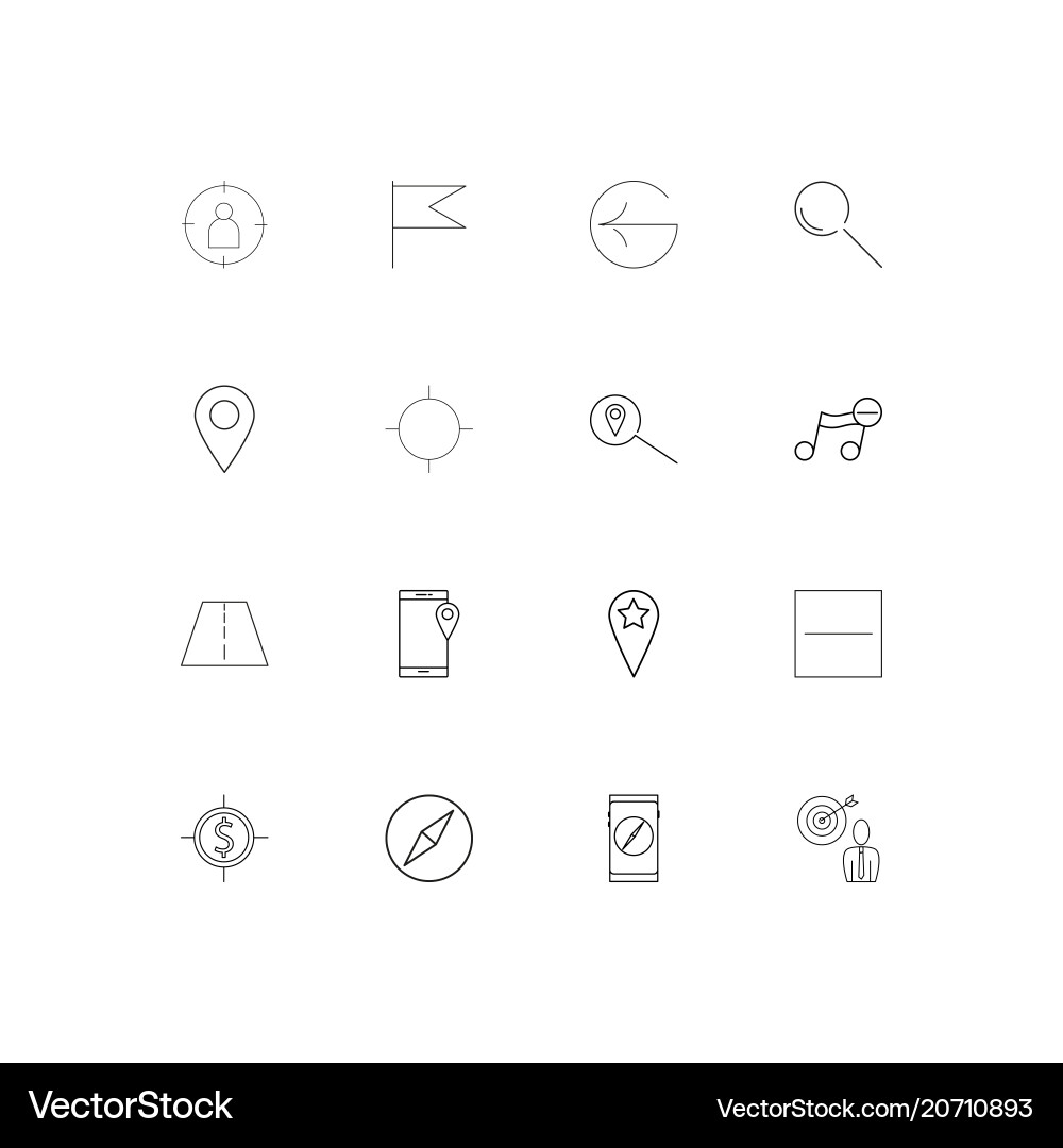 Maps and navigation simple linear icons set vector image