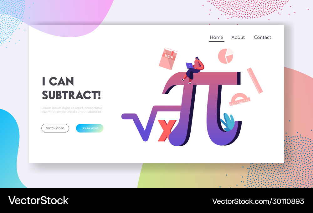 Mathematics science and algebra landing page Vector Image