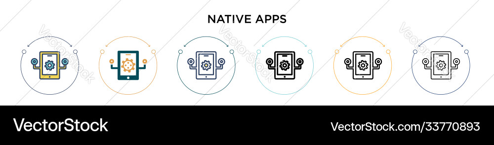 Native apps icon in filled thin line outline Native apps icon in filled thin line outline Vector Image