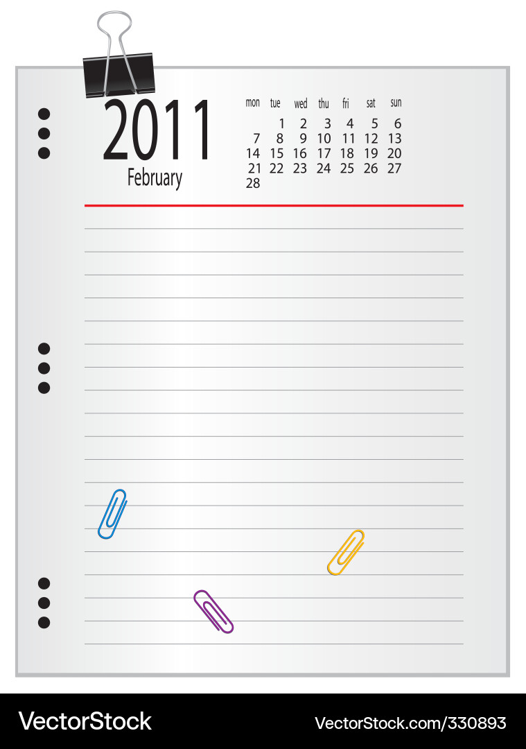 Notebook Page with Stationery vector image