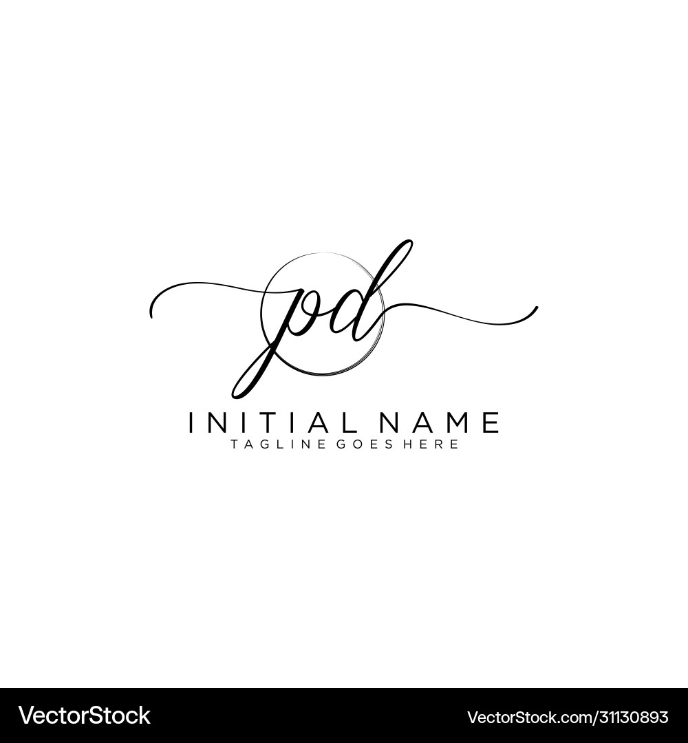 Pd initial handwriting logo with circle template vector image