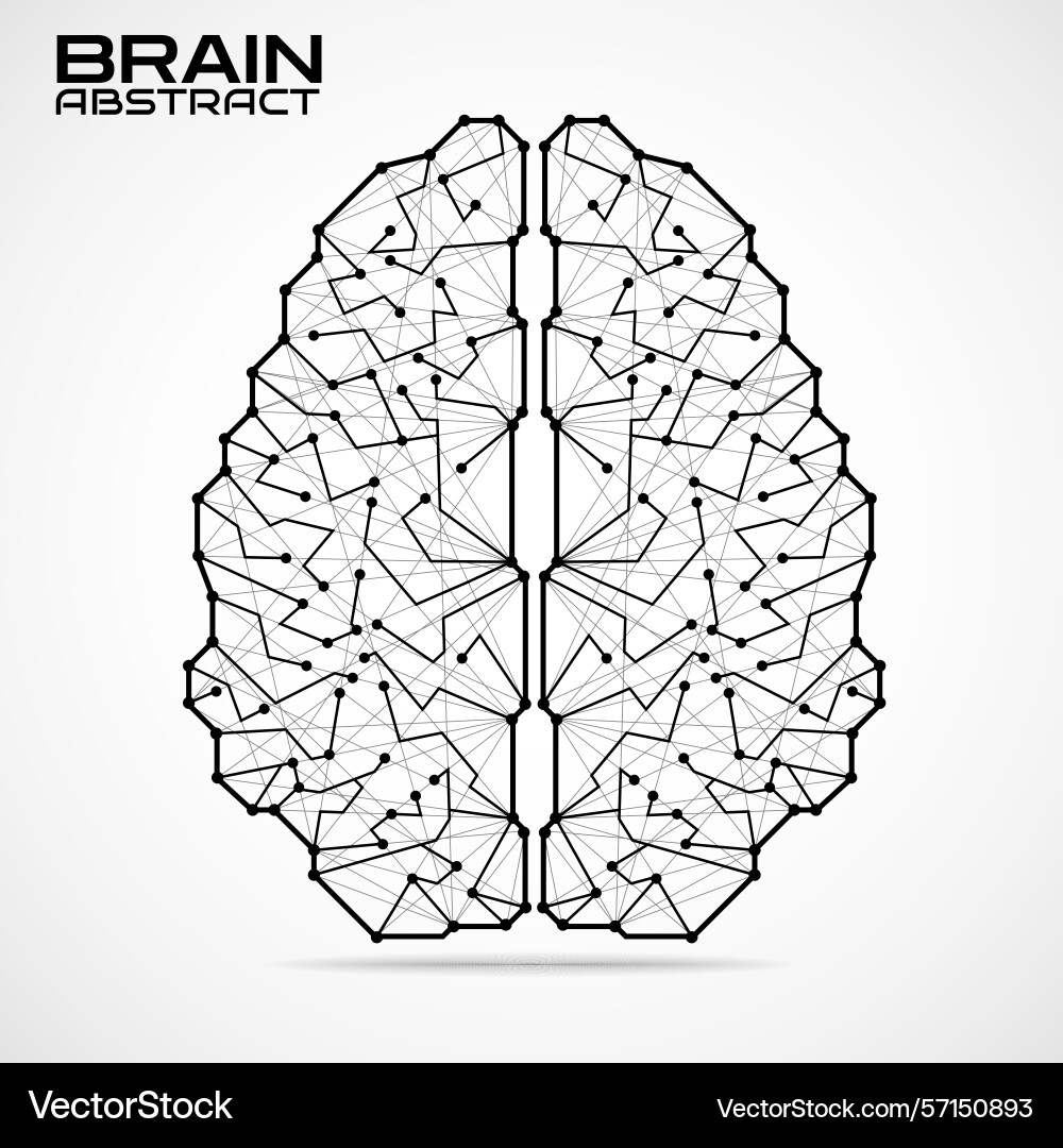 Polygonal abstract brain with connected lines vector image