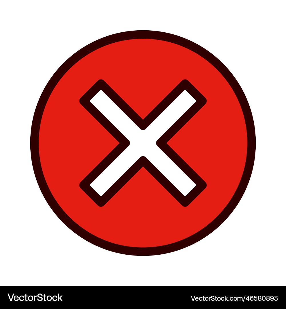 Round cross mark icon or cancel button Round cross mark icon or cancel button Vector Image