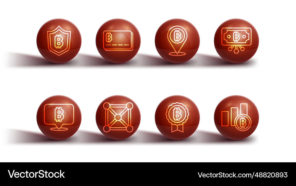 Set line shield with bitcoin circuit Set line shield with bitcoin circuit vector image