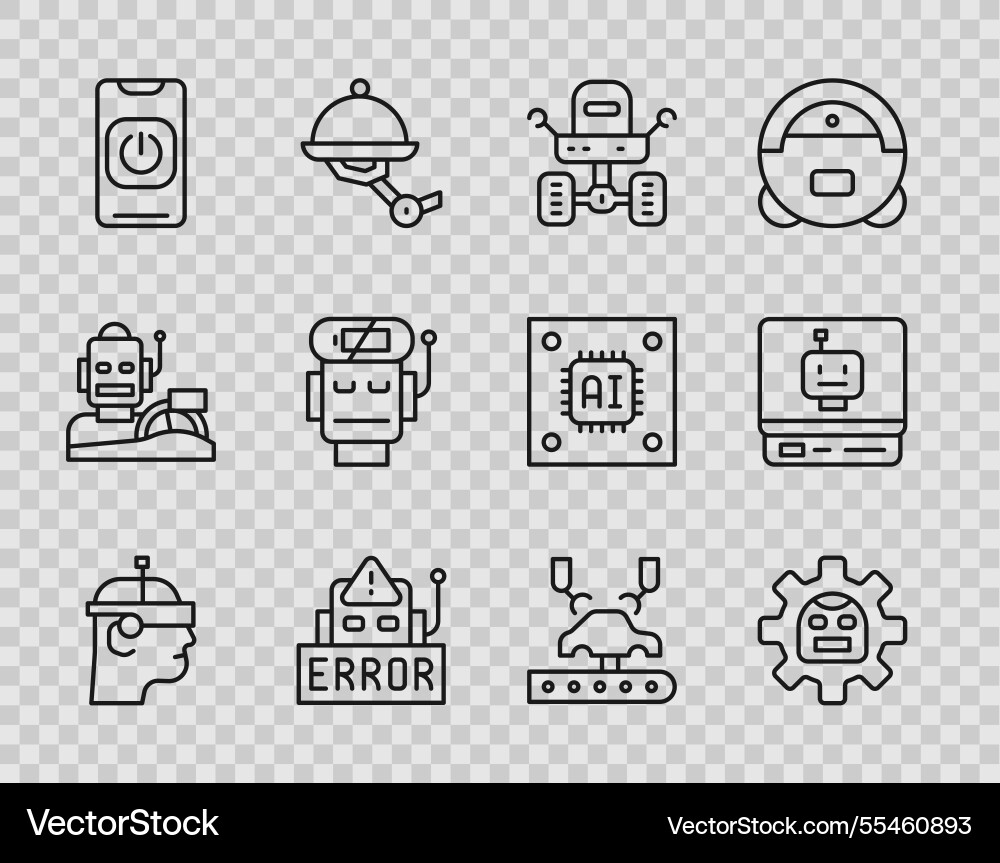 Set line smart glasses robot mars rover error Set line smart glasses robot mars rover error Vector Image