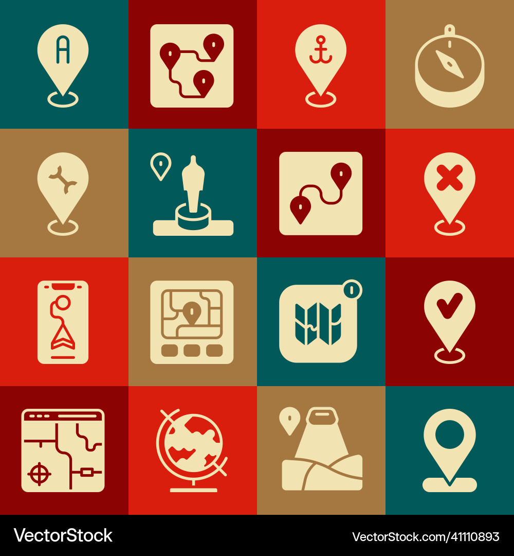Set location with check mark cross anchor Set location with check mark cross anchor vector image