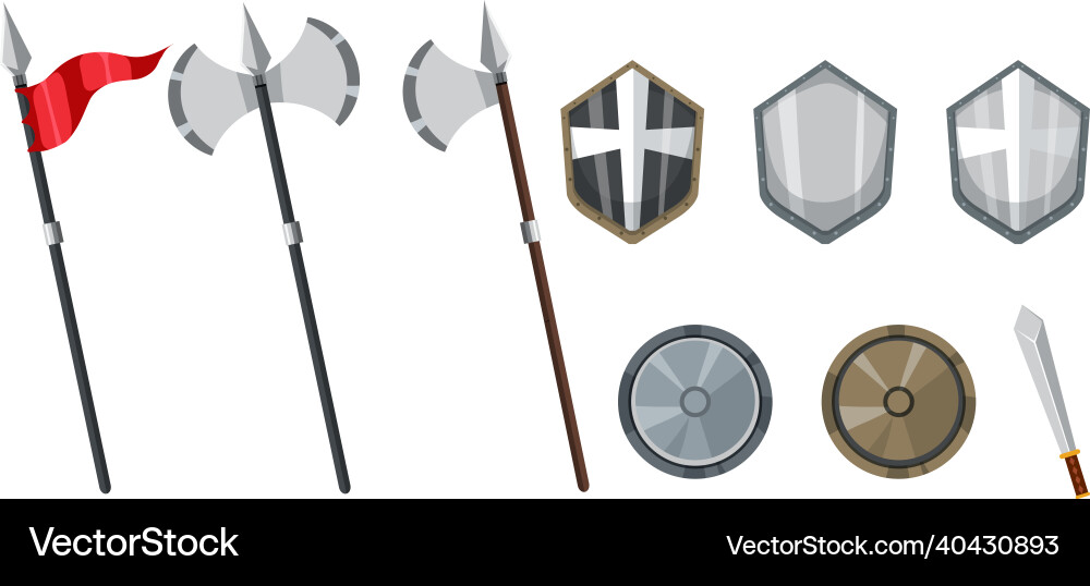 Set of medieval historical objects vector image