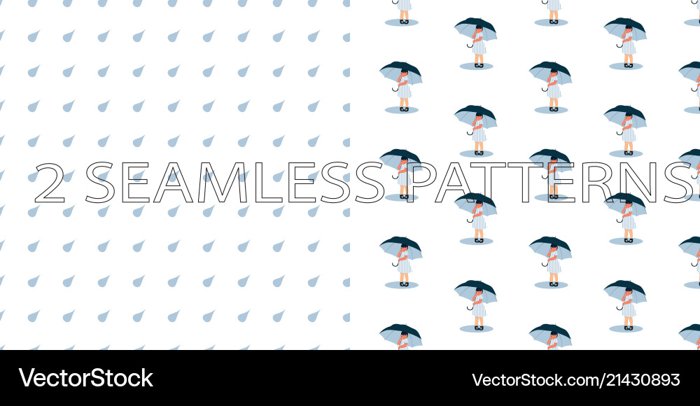 Set of two seamless patterns in blue color Set of two seamless patterns in blue color vector image