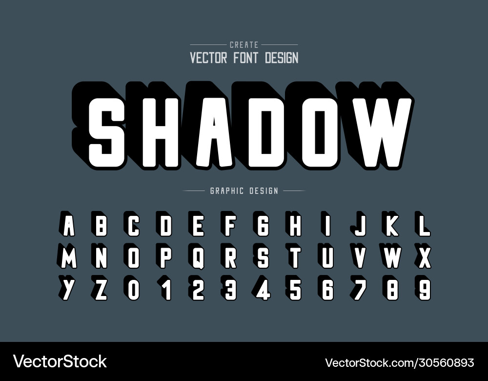 Shadow round font and alphabet typeface Shadow round font and alphabet typeface vector image