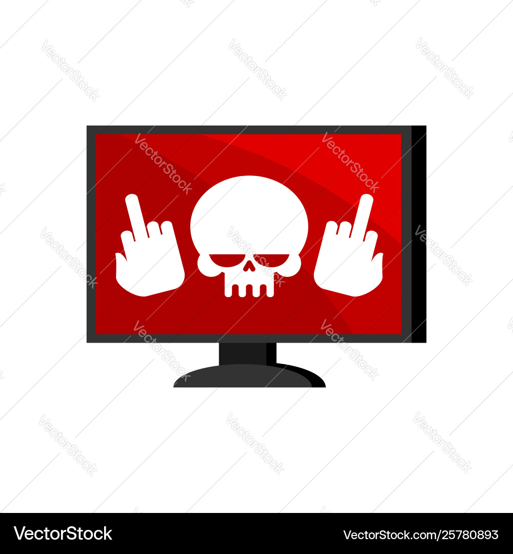 Virus in computer skull on monitor cyber attack Virus in computer skull on monitor cyber attack vector image