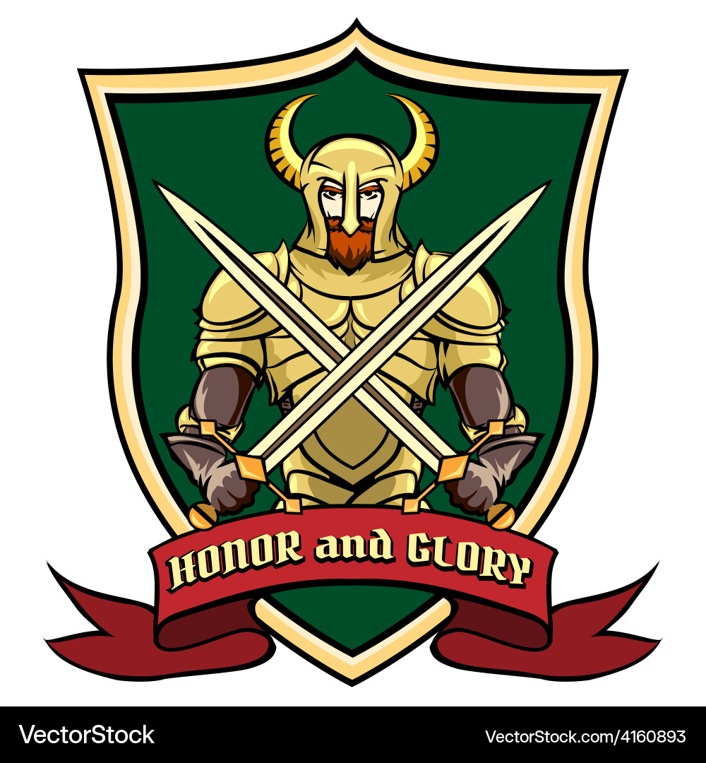 Warrior Shield Emblem Vector Image
