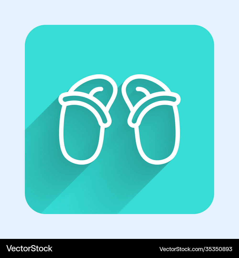 White line flip flops icon isolated with long Vector Image