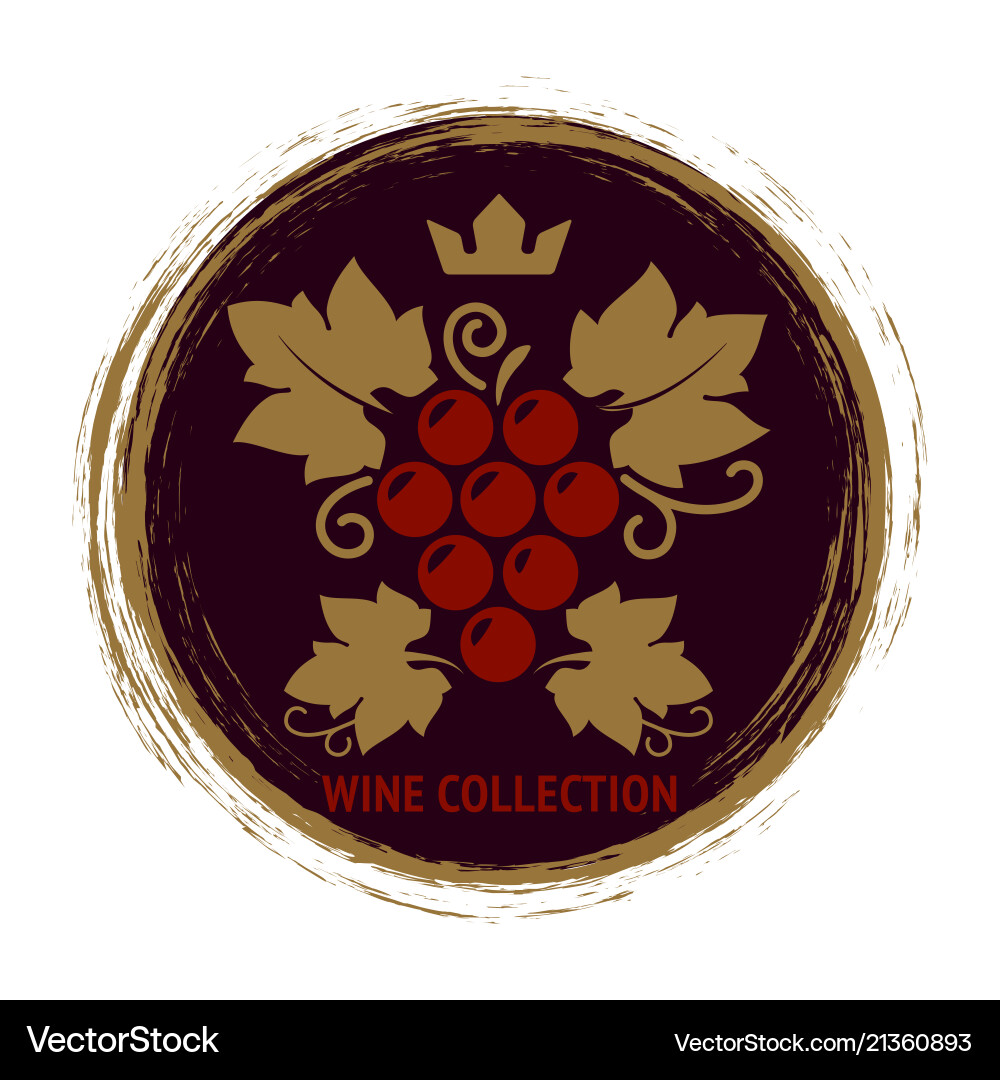 Wine label with grape and leaves Wine label with grape and leaves vector image