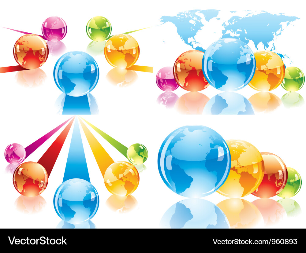World map and globes Royalty Free Vector Image