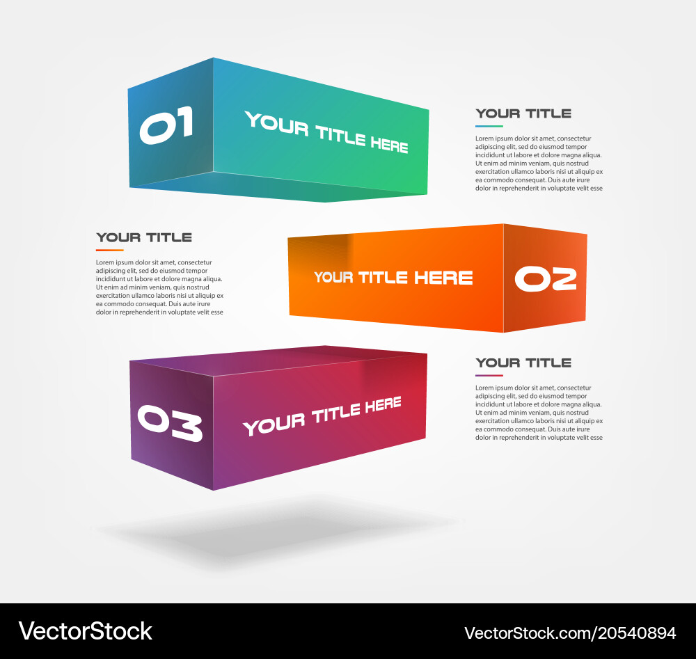 3d blocks infographics step by element Vector Image