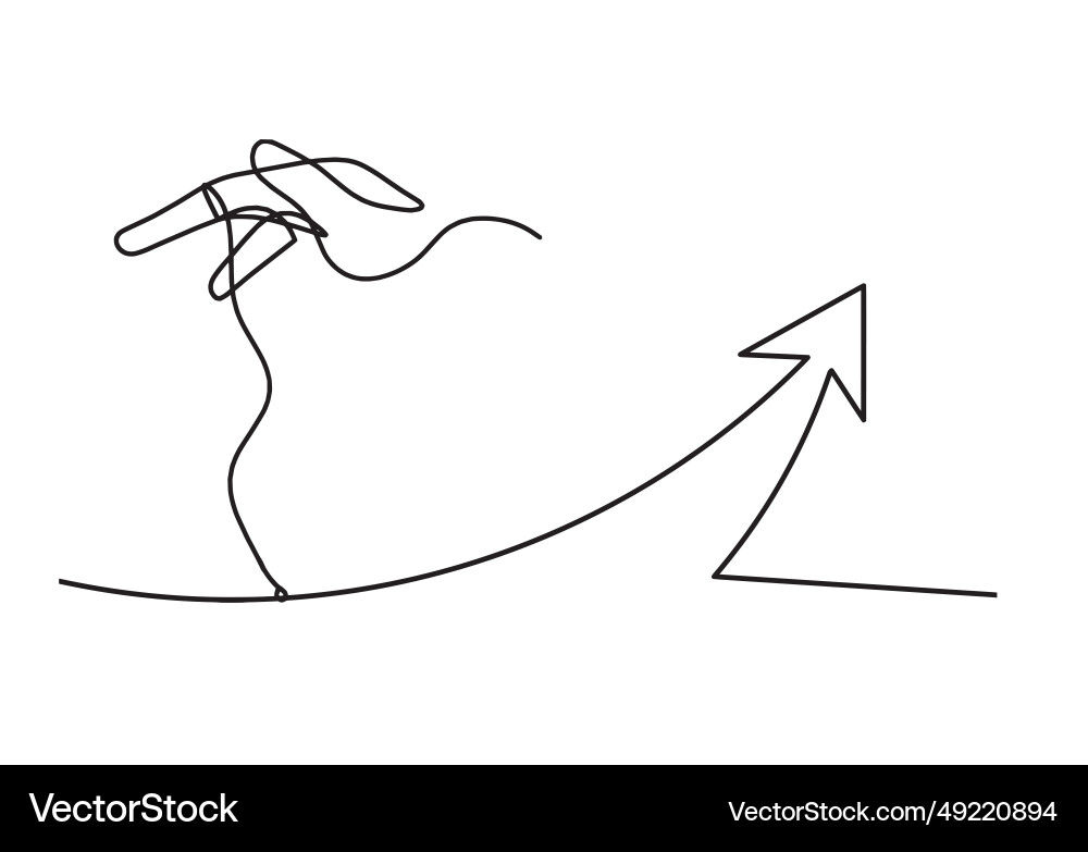 Abstract continuous lines arrows with hand Vector Image