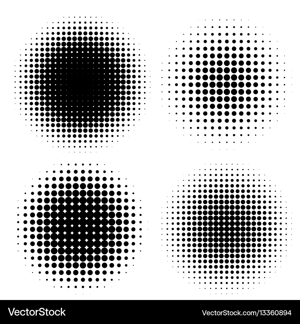 Abstract halftone circle shapes set vector image