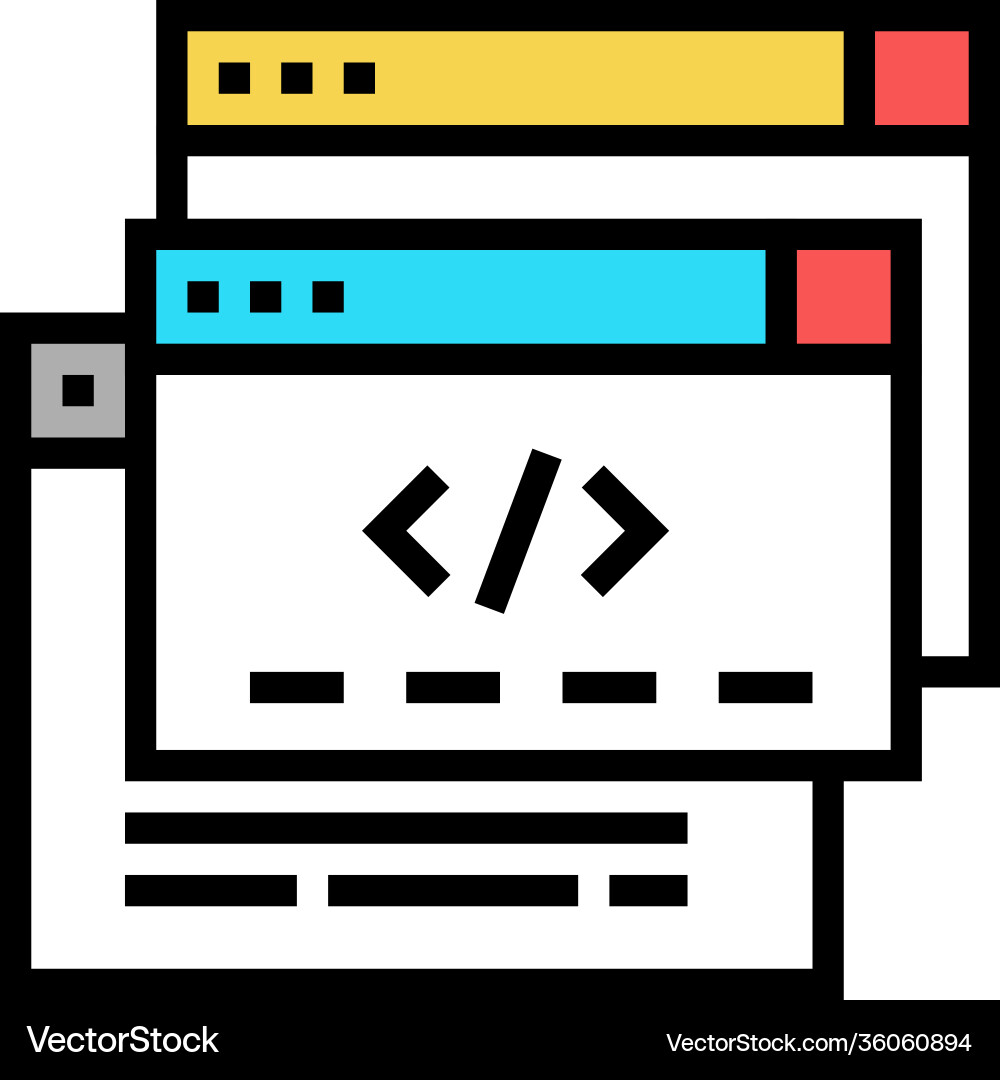 Code windows color icon Vector Image