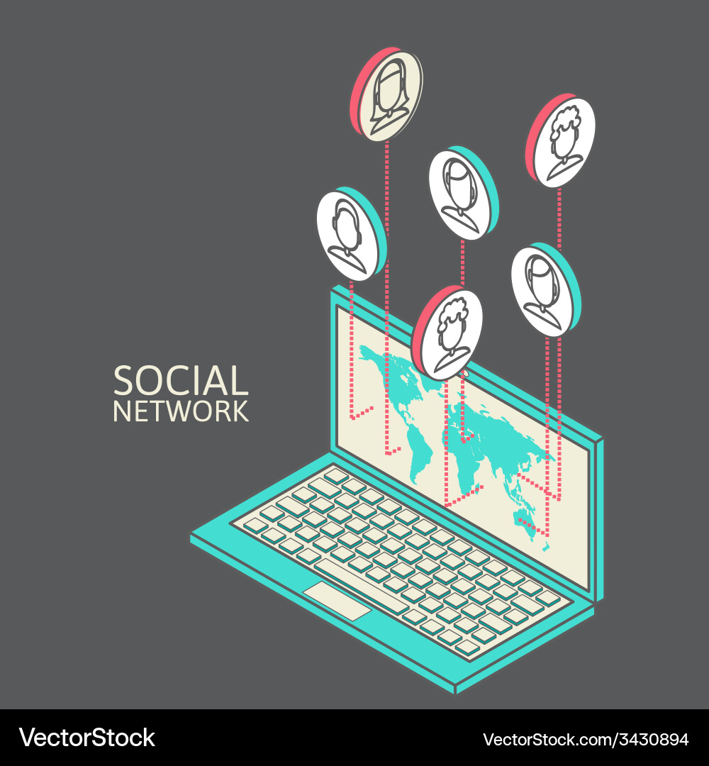 Conceptual image with social networks flat vector image