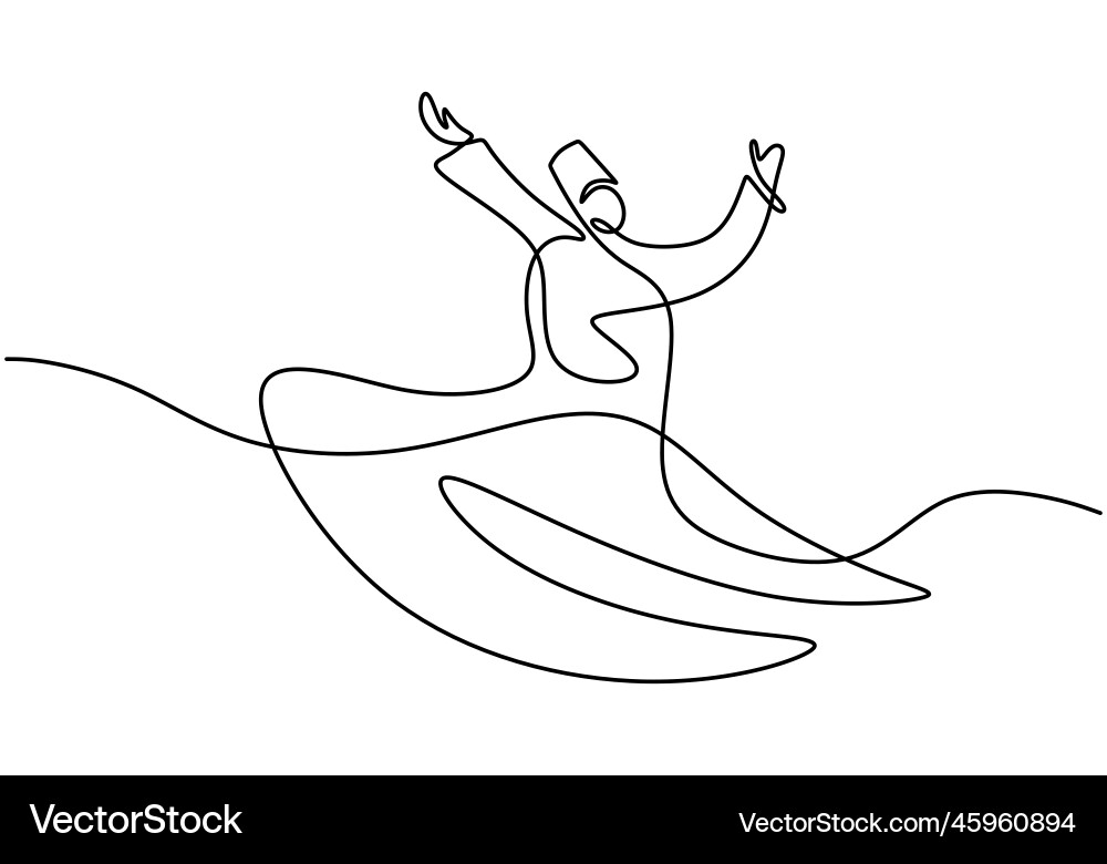 Continuous one line drawing of sufi dancer Continuous one line drawing of sufi dancer vector image