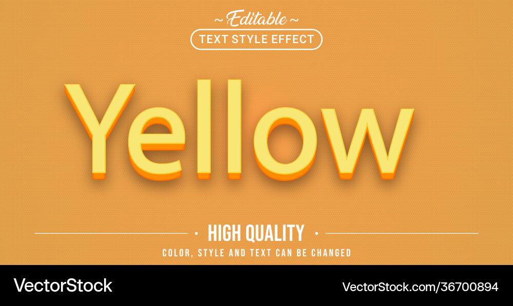 Editable text style effect - yellow Editable text style effect - yellow Vector Image