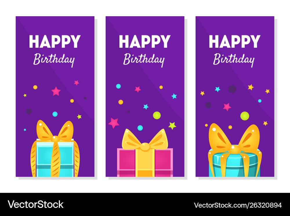 Happy birthday banners set holidays vector image