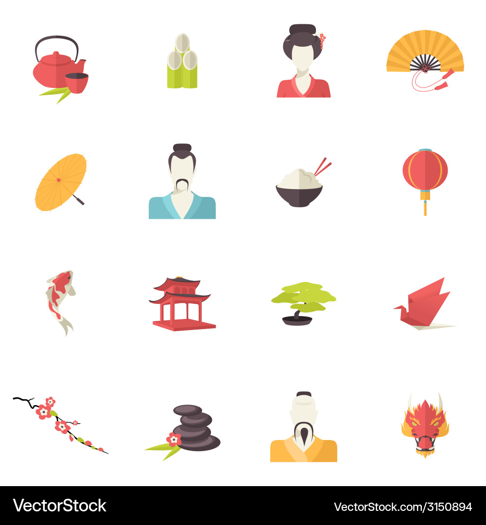 Japan icons flat Vector Image
