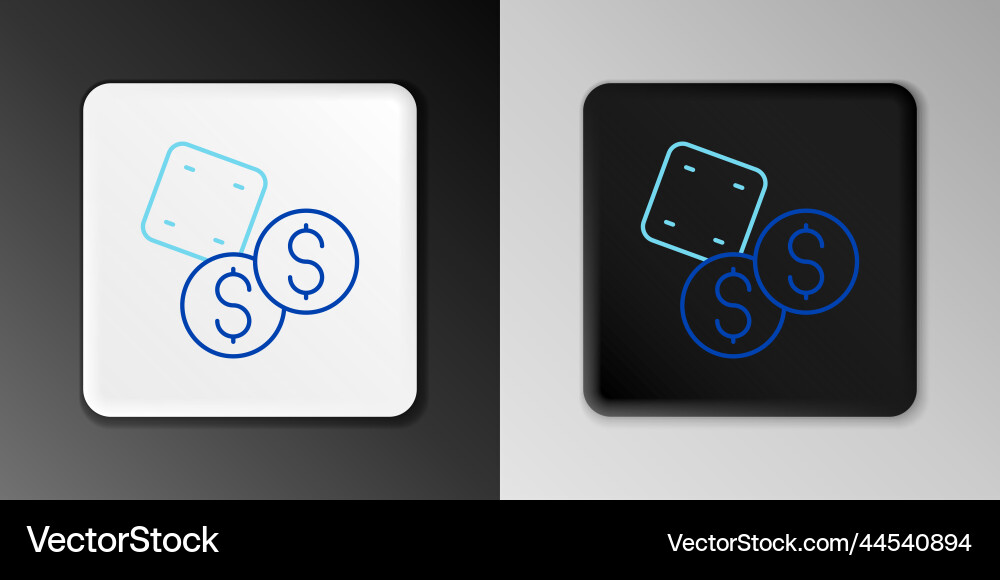 Line game dice icon isolated on grey background vector image