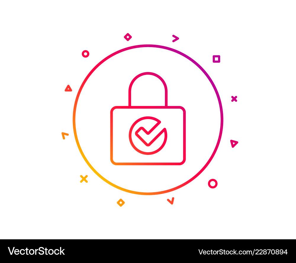 Lock with check line icon private locker sign Vector Image