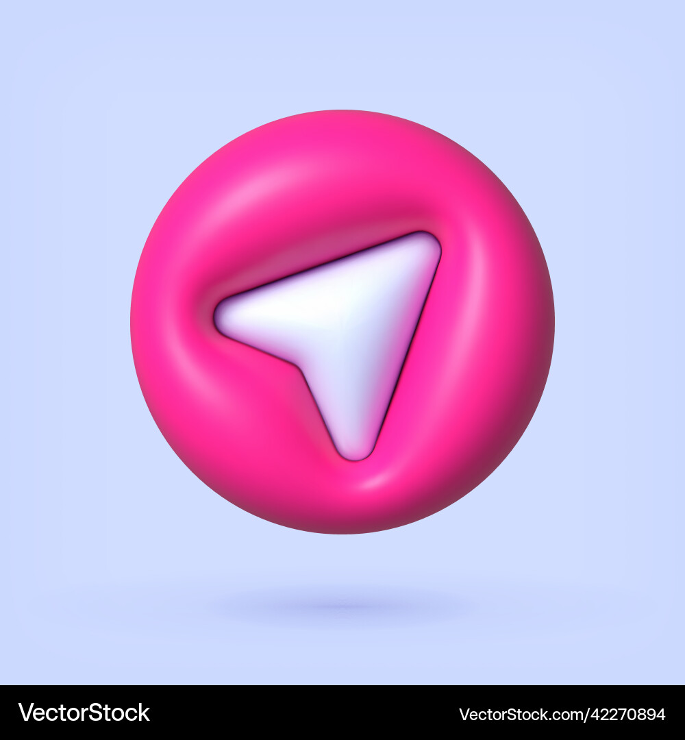 Navigation arrow icon in 3d style realistic vector image