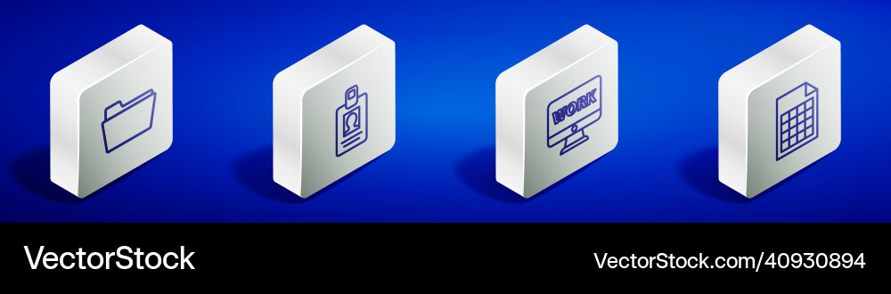 Set isometric line document folder identification Set isometric line document folder identification vector image