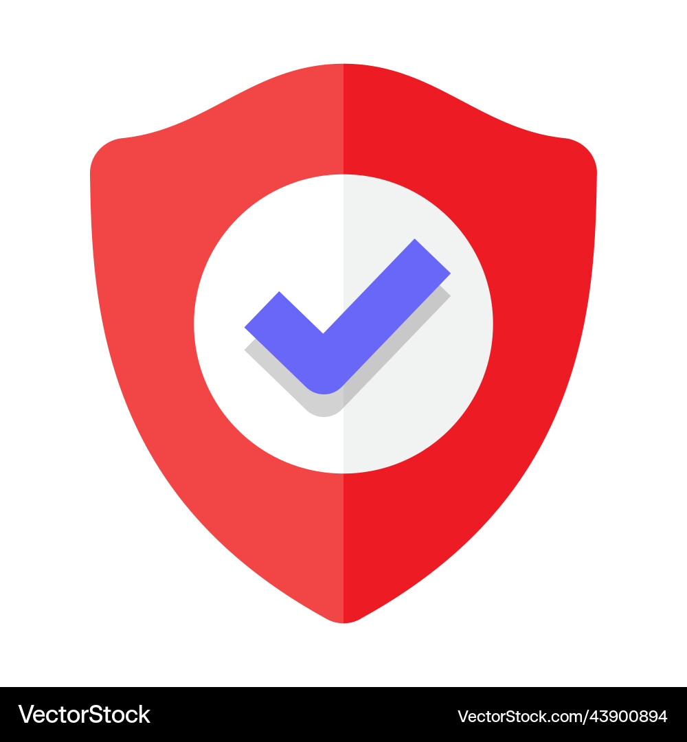 Shield flat style with check mark icon security Shield flat style with check mark icon security vector image