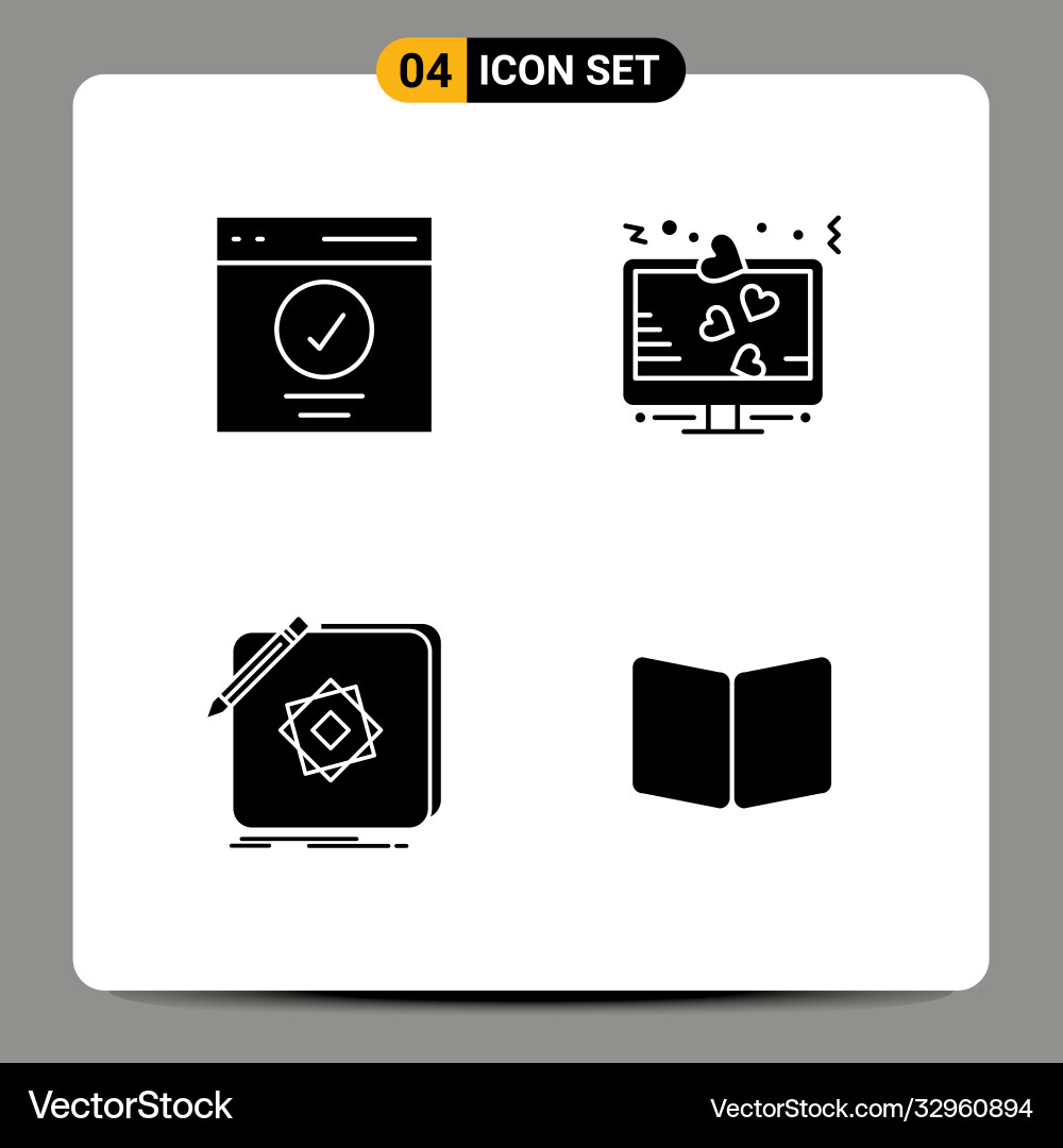 User interface pack 4 basic solid glyphs Vector Image