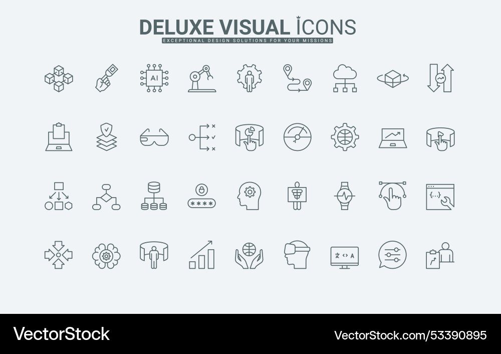 Ai smart technology line icons set robot and vr Ai smart technology line icons set robot and vr vector image
