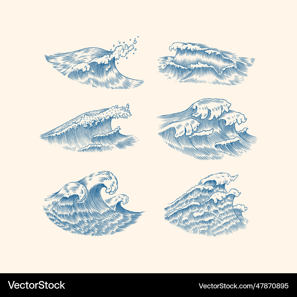 Atlantic tidal waves vintage old engraved hand vector image