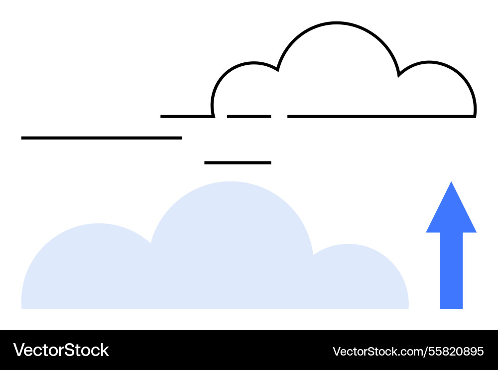 Cloud computing concept with arrow indicating Cloud computing concept with arrow indicating vector image