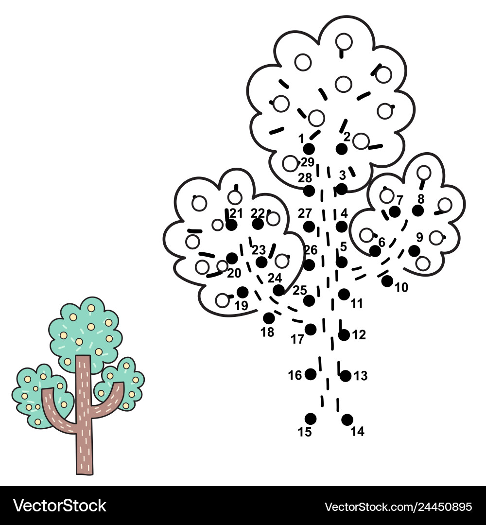 Connect the dots and draw a tree Connect the dots and draw a tree vector image